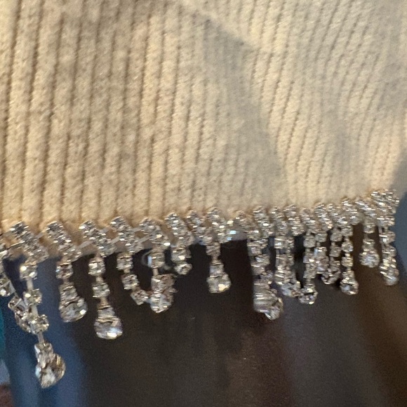 Zara Rhinestone Cream Cropped Sweater // Size L - Picture 5 of 6